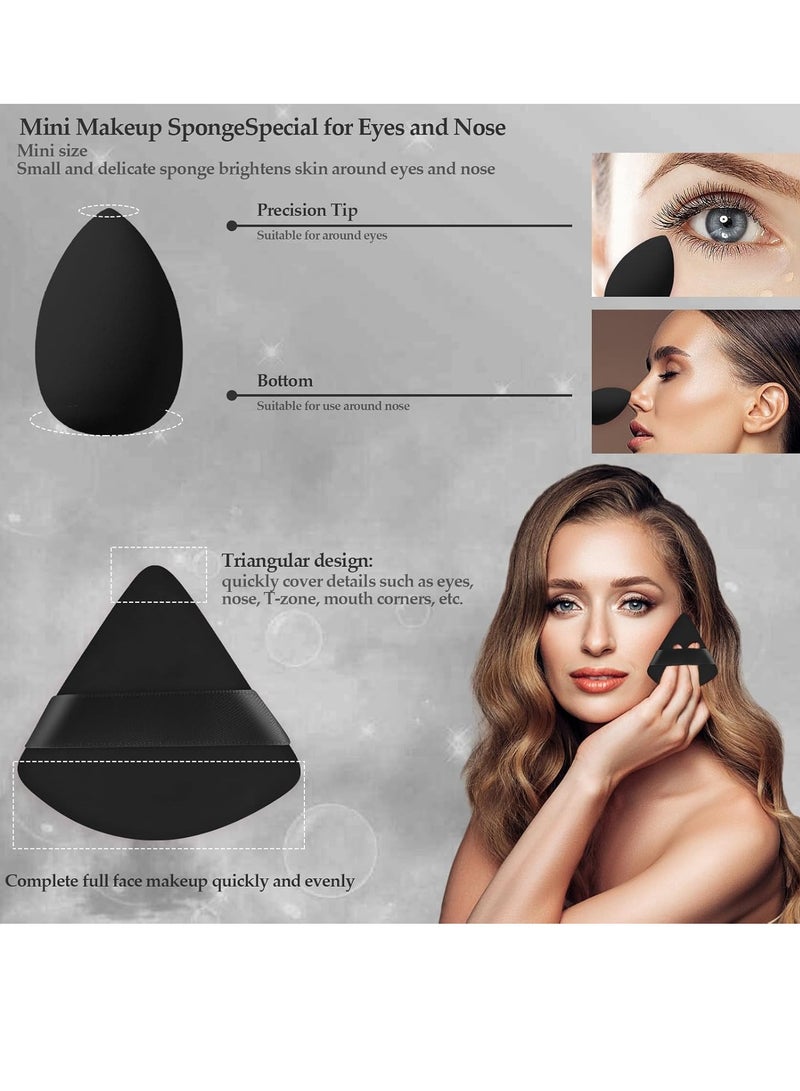 عام مجموعة إسفنجة مكياج مكونة من 14 قطعة، خلاط إسفنجة تجميل مع 4 قطع من بودرة البودرة و4 قطع إسفنجة مكياج صغيرة للسائل وكريم الأساس والبودرة وخافي العيوب والكريم (أسود) - Image 5