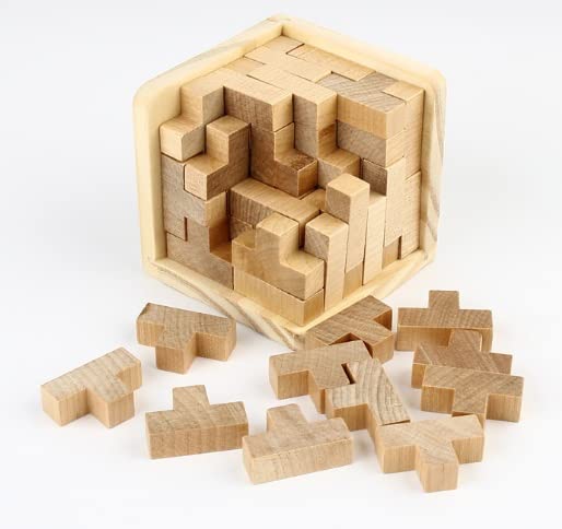 SHUYUE Wooden Brain Teaser Puzzles Box Brain Teasers Wooden Puzzle TShaped Geometric Intellectual Jigsaw Logic Cube Puzzles Mind Games for Kids and Adults - Image 1