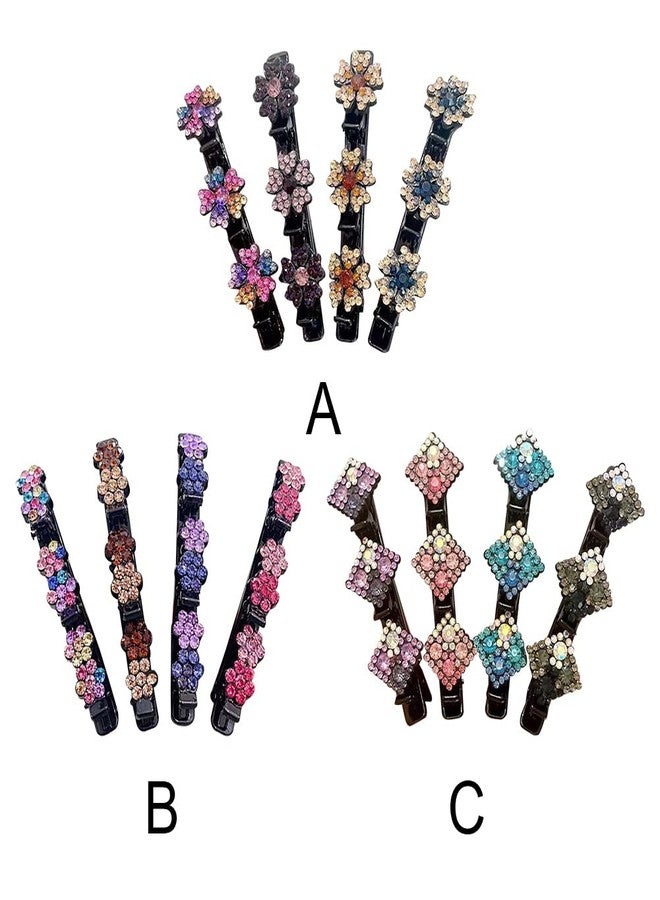 Trasylph 4PCS Sparkling Crystal Stone Braided Hair Clips, 2024 New Braided Hair Clips for Women, Braided Hair Clips for Thick Thin Hair, Chopped Hairpin Duckbill Hair Styling Clips(COLOR:A) - Image 3
