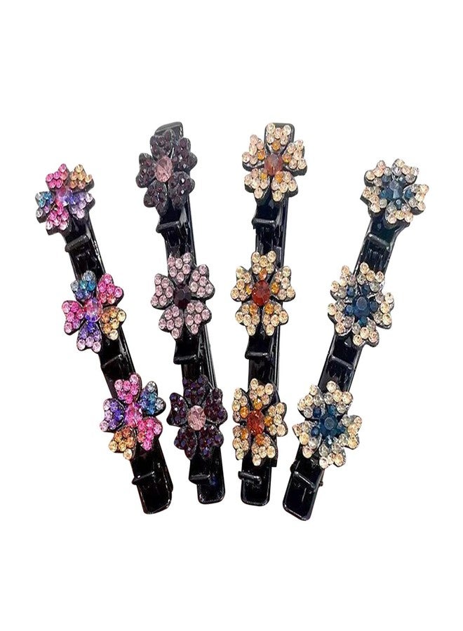 Trasylph 4PCS Sparkling Crystal Stone Braided Hair Clips, 2024 New Braided Hair Clips for Women, Braided Hair Clips for Thick Thin Hair, Chopped Hairpin Duckbill Hair Styling Clips(COLOR:A) - Image 1