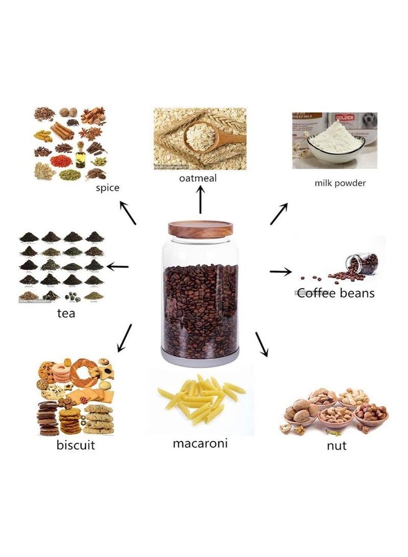 TAPIT 2PCS 1250ML Large Glass Jar Set with Airtight Lids, Glass Canister Set with Wooden Lids, Glass Food Containers Suit for Kitchen Pantry for Flour, Tea, Coffee Beans, Sugar, Cookies - Image 4