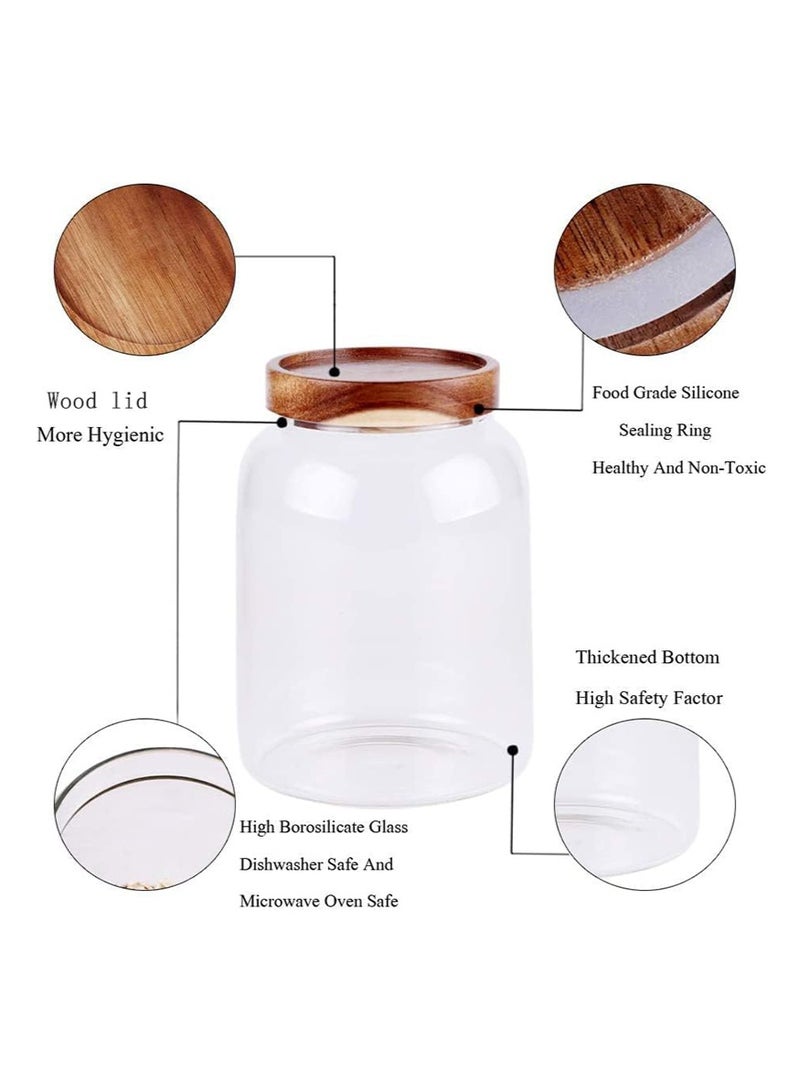 TAPIT 2PCS 1250ML Large Glass Jar Set with Airtight Lids, Glass Canister Set with Wooden Lids, Glass Food Containers Suit for Kitchen Pantry for Flour, Tea, Coffee Beans, Sugar, Cookies - Image 3