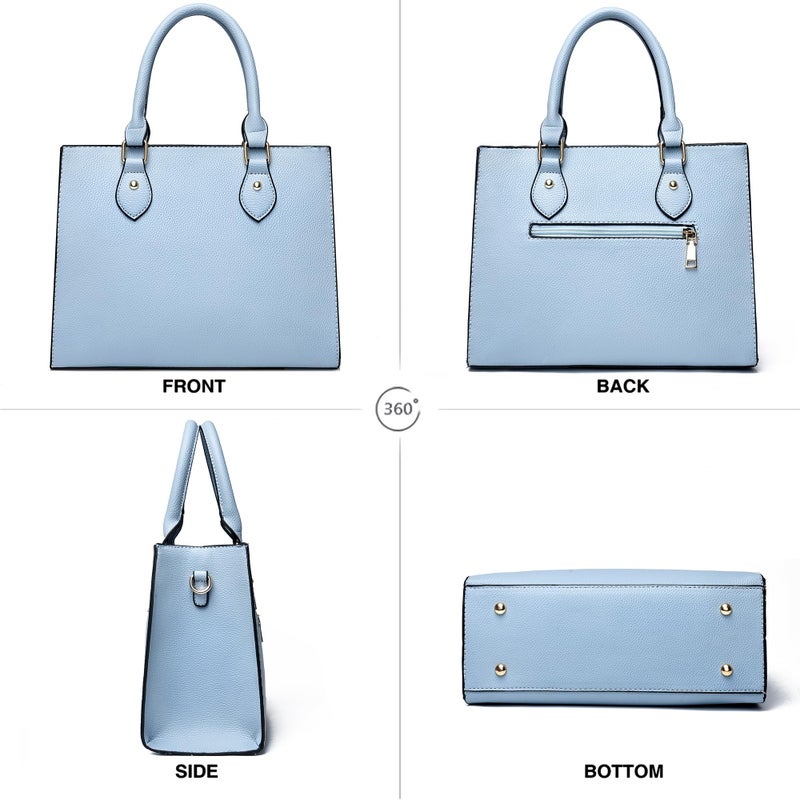 CHICAROUSAL Crossbody Purses and Handbags for Women PU Leather Tote Top Handle Satchel Shoulder Bags (Liz Light Blue) - Image 4