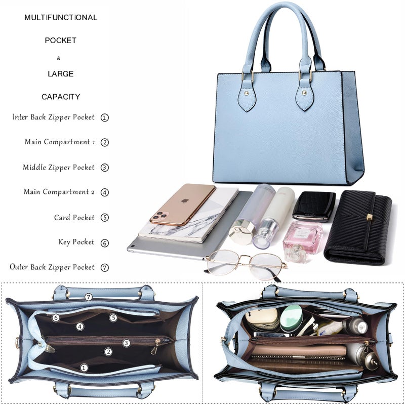 CHICAROUSAL Crossbody Purses and Handbags for Women PU Leather Tote Top Handle Satchel Shoulder Bags (Liz Light Blue) - Image 5