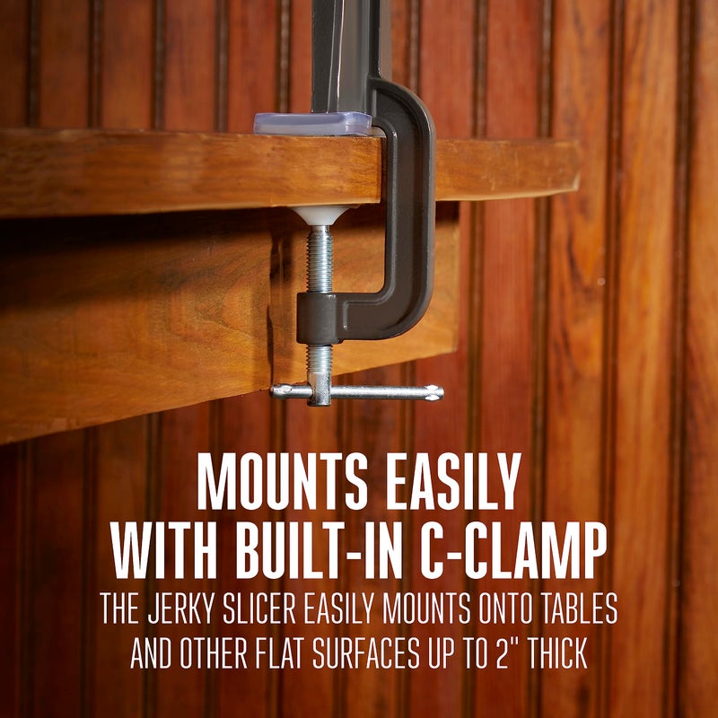 Weston Manual Support Beef Jerky Slicer, Quick and Easy Operation For Cuts Up To 5â€ Wide x 1.25â€ Thick, Durable Aluminum Construction, Stainless Steel Blades, Charcoal Gray (07-3801-W-A) - Image 4