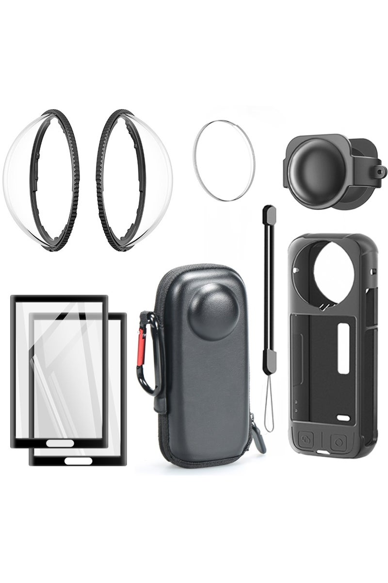 Milatech Camera Accessory Kit for Insta 360 X4 - Lens Guards, Silicone Case, Camera Case (Black, Unisex) - Image 1