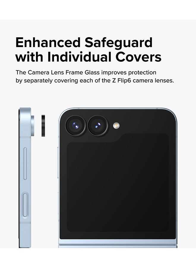 Ringke Frame Glass Protector For Samsung Galaxy Z Flip 6, Anti-Fingerprint Camera Lens Tempered Glass Covers & Aluminum Alloy Frames Clear - Image 4