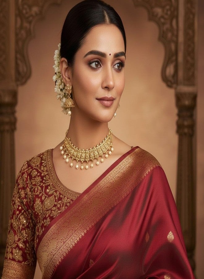 ACCESSHER Gold Plated Handcrafted Lightweight Necklace with Matching Earrings Beautiful and timeless Traditional Look Jewelry Set for Women and Girls Pack of 1 - Image 5