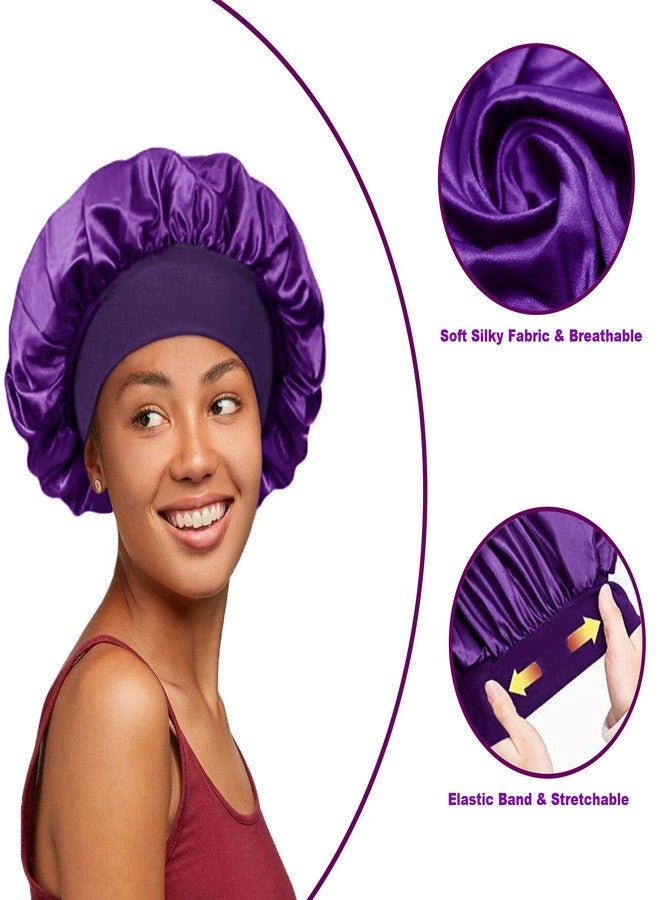 PODALOA 12 Pieces Silk Bonnet for Women Curly Hair Satin Bonnet Hair Wrap for Sleeping Cap with Tie Band (Multicoloured4) - Image 3