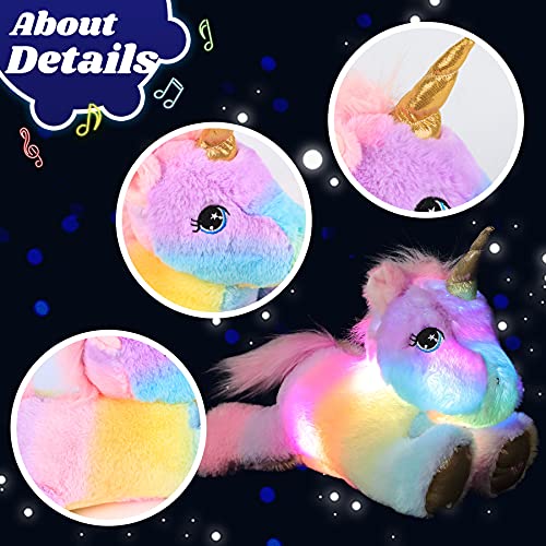 Cuteoy Glowing LED Unicorn Lightup Nightlight Toys Musical Plush Stuffed Animal Singing Lullabies Birthday Christmas Plushies Gifts for Kids Boys Girls13 - Image 5