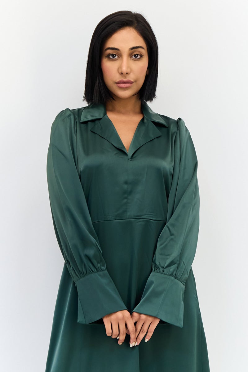 YAS Women Solid Maxi Dress, Green - Image 2