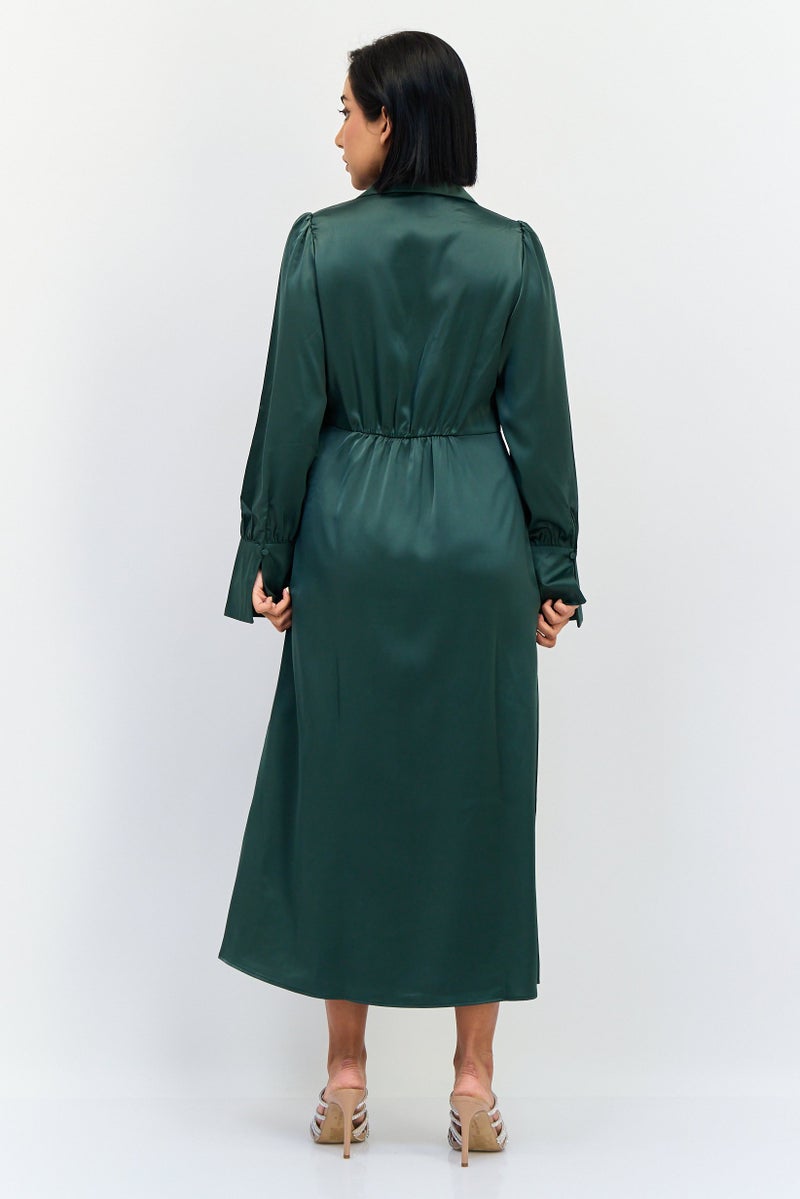 YAS Women Solid Maxi Dress, Green - Image 3