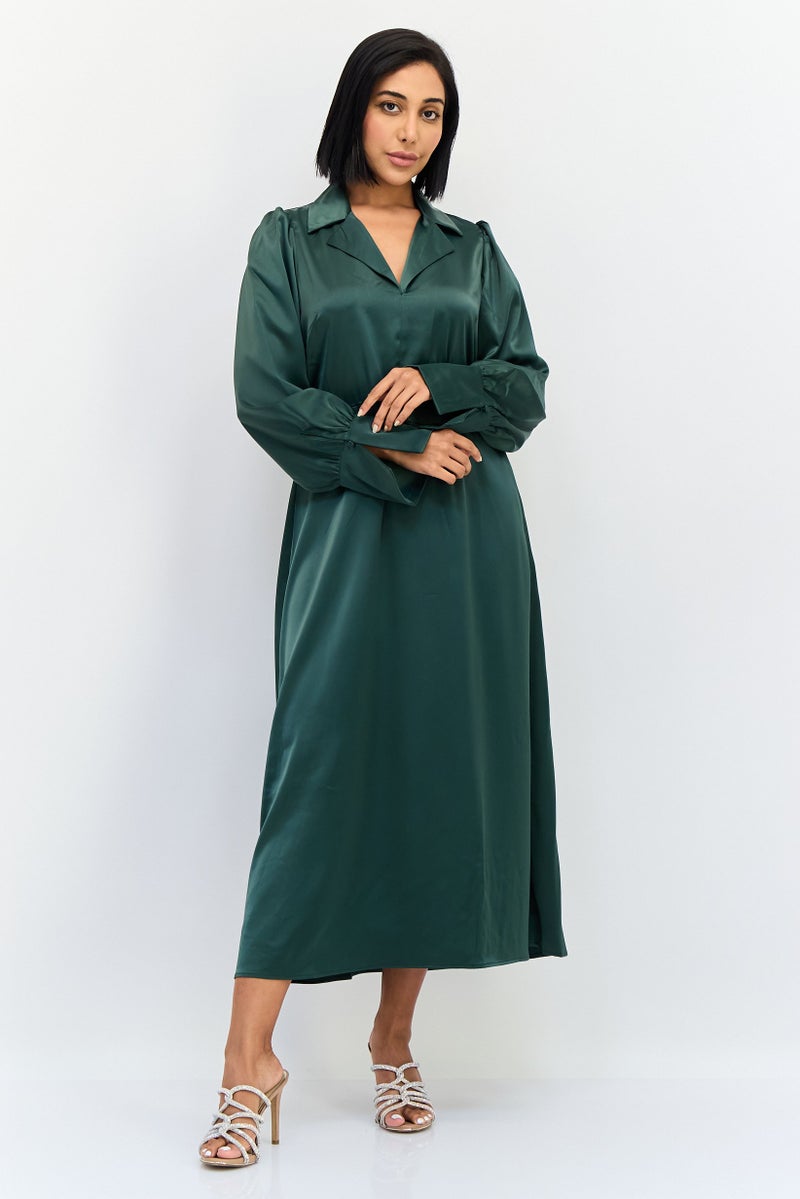 YAS Women Solid Maxi Dress, Green - Image 1