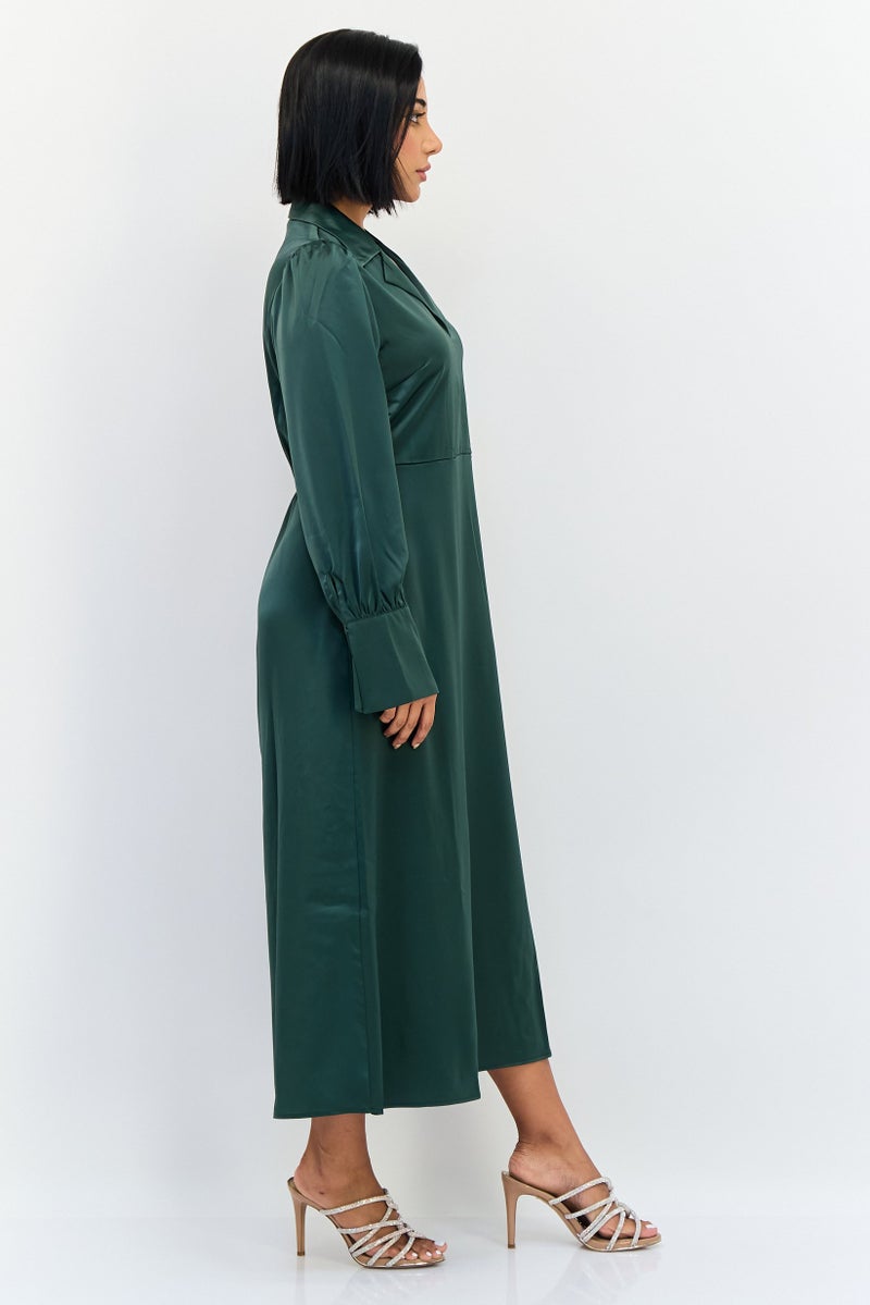 YAS فستان ماكسي نسائي سادة، أخضر - Image 4