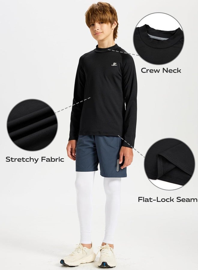 Devoropa Youth Boys Compression Thermal Shirts Long Sleeve Undershirt Fleece Baselayer Mock Top Black S - Image 5