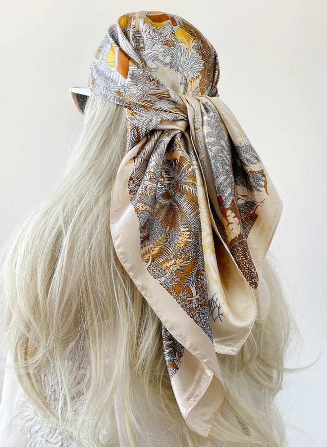 Silk Like Head Scarf For Women Satin Printed Bandana For Hair Wrapping Fashion Accessory 35 Inch Square Hair Scarf - Image 1