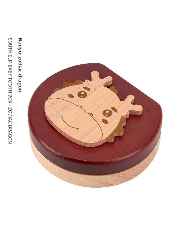 Generic Wooden Children's Teeth Storage Box Baby Nail Clippers Weekly Commemorative Belly Button Collection Box For 1-3-5 Years Old-Specifications:Dragon (milk Box)  - Image 1