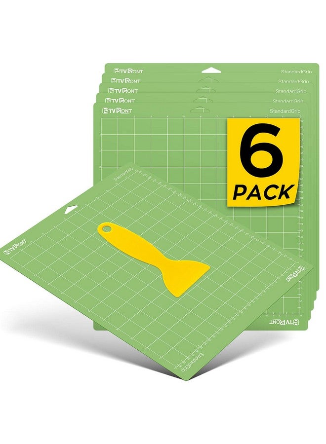HTVRONT Standard Grip Cutting Mat for Cricut, 6 Pack Cutting Mat 12x12 for Cricut Maker 3/Maker/Explore 3/Air 2/Air/One, Standard Adhesive Sticky Quilting Cutting Mats Replacement Accessories - Image 1
