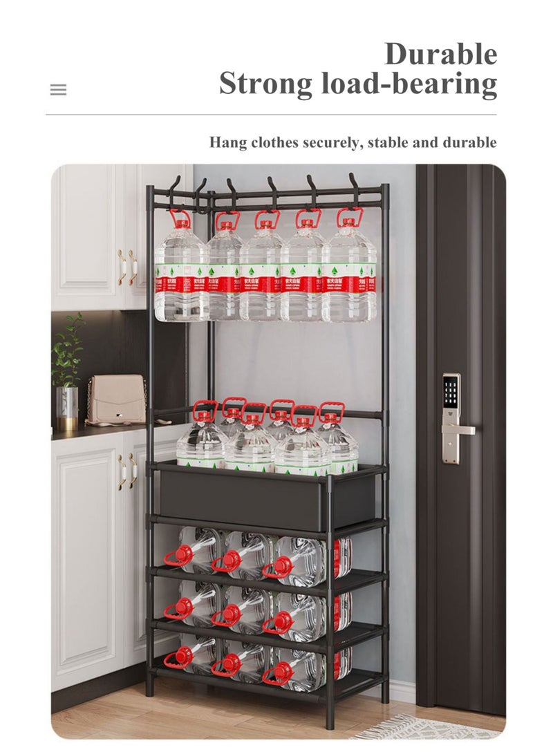 MIXDE 3-IN-1 Simple Style Multifunctional Corner Storage Rack Coat Hat Rack Shoe Rack Closet Clothes Hanger With Storage Basket For Dormitory Home Bedroom Entrance  - Image 3