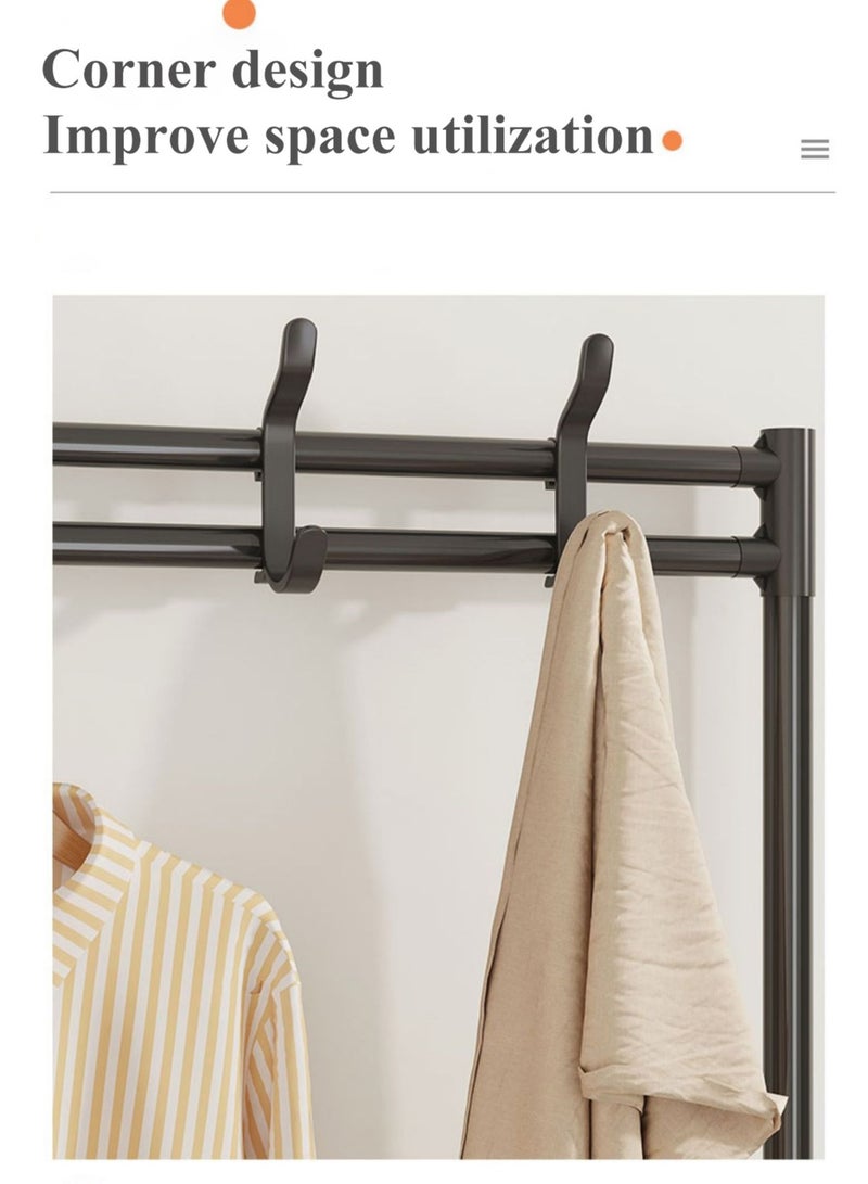 MIXDE 3-IN-1 Simple Style Multifunctional Corner Storage Rack Coat Hat Rack Shoe Rack Closet Clothes Hanger With Storage Basket For Dormitory Home Bedroom Entrance  - Image 5