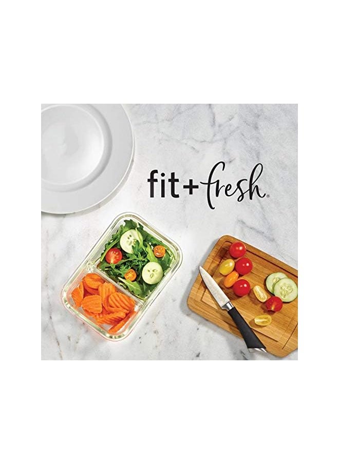 PROMASS - & Fresh Divided Glass Containers, Two Compartments, Containers with Locking Lids, Glass Storage, Meal Prep Containers with Airtight Seal 5 Pack 871GFF - Image 1