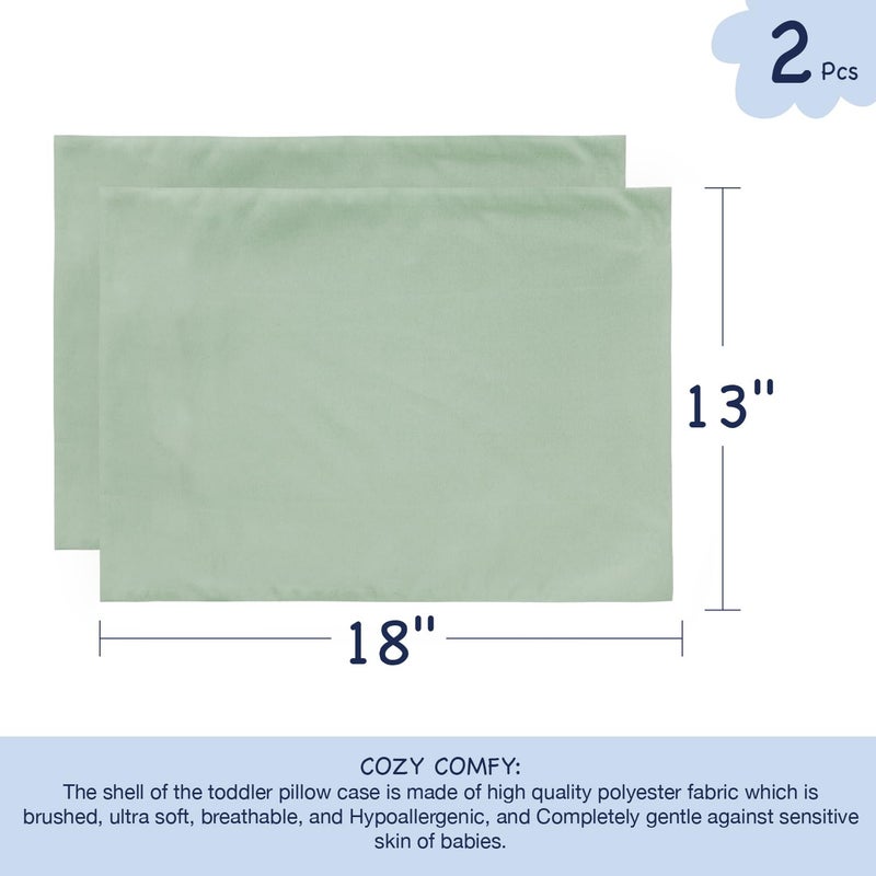 EXQ Home Toddler Pillowcases 13x18 Travel Pillow Case Set of 2, Small Pillow Case Fits Baby Pillow Sized 12x16, 13x18, Kids Pillowcases 2 Pack Machine Washable with Envelope Closure (Sage) - Image 3