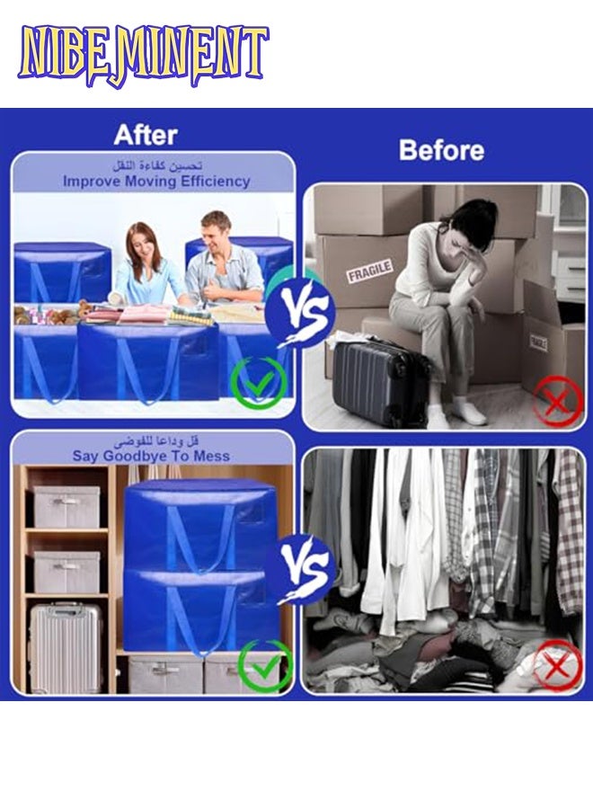 NIBEMINENT Moving Bags 4Pcs, Extra Large Heavy Duty Storage Bag With Sturdy Handle Double Zipper, Water Resistant Foldable Storage Totes Clothes Organizer for Camping Packing Storing College Dorms, 90L - Image 4