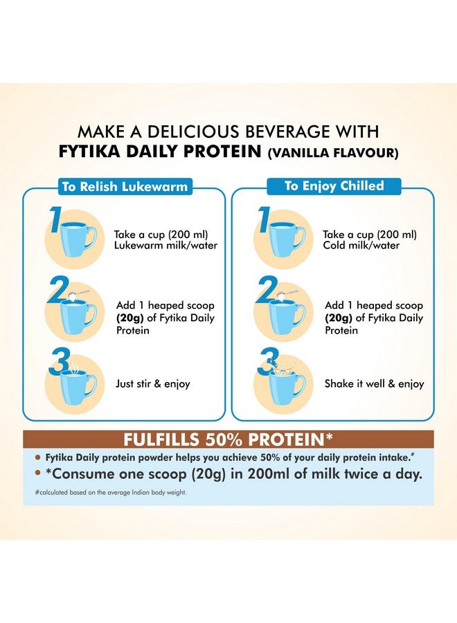 FYTIKA Daily Protein powder Vanilla flavour-400G + Fytika Omega 1000 (Omega-3 Fatty acids)-60 Caps + Fytika Flexi Move| Glucosamine, Rosehip Powder extract-60 Tabs - Image 4