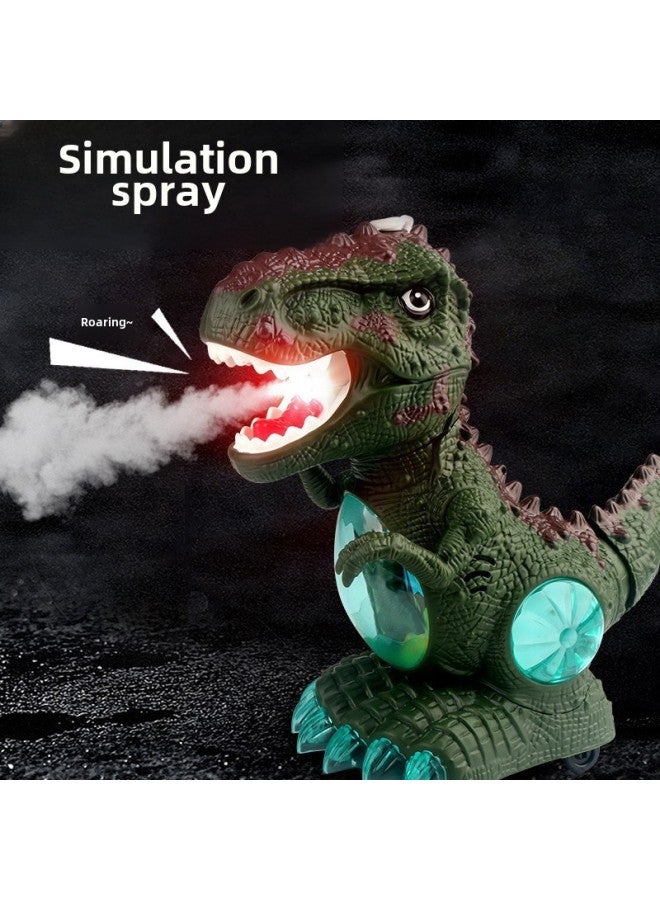 Electric Spray Dinosaur Toy Simulation Animal Model Universal Wheel Music Light Tyrannosaurus Rex Children's Toy-Color:Earthy Yellow - Image 4