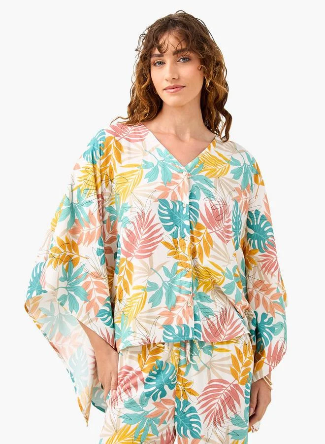 Splash FAV All-Over Print V-neck Top and Pants Set