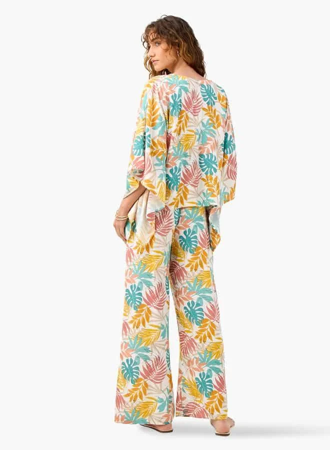 Splash FAV All-Over Print V-neck Top and Pants Set