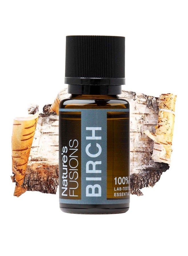 Nature'S Fusions زيت شجرة البتولا الكندية العطري لتخفيف الألم والعضلات والعناية بالبشرة - مختبر من طرف ثالث - مضمون 100% نقي وطبيعي من الدرجة العلاجية 15 مل - العلاج بالروائح والتطبيق الموضعي - Image 1