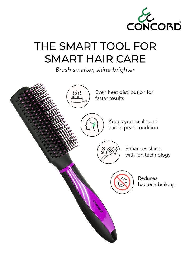 CONCORD Hair Brush – Paddle Cushion Brush for Styling, Detangling, Straightening & Smoothing | Soft Nylon Bristles with Ceramic Tips | Lightweight, Travel Friendly | For All Hair Types, Unisex - Image 3