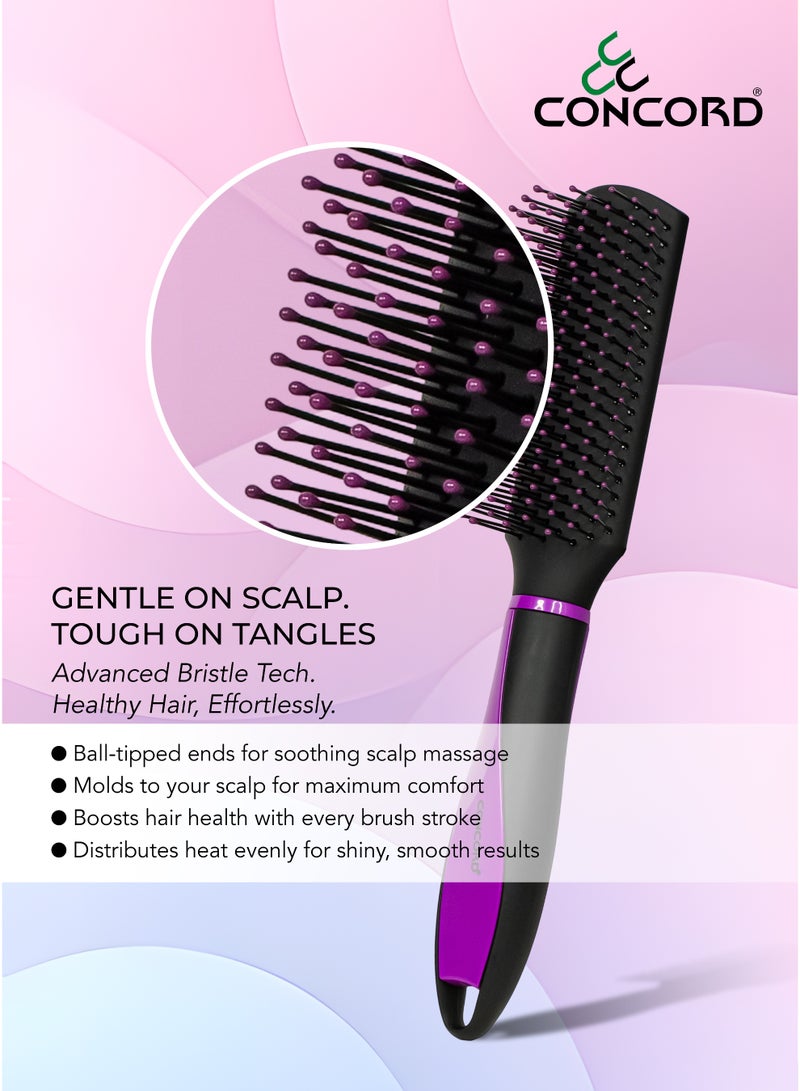 CONCORD Hair Brush – Paddle Cushion Brush for Styling, Detangling, Straightening & Smoothing | Soft Nylon Bristles with Ceramic Tips | Lightweight, Travel Friendly | For All Hair Types, Unisex - Image 4