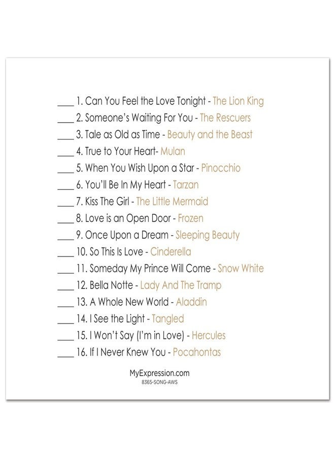 MyExpression.com 24 Cnt Love Song Match Bridal Shower Game (Faux Gold Glitter on PINK) - Image 5