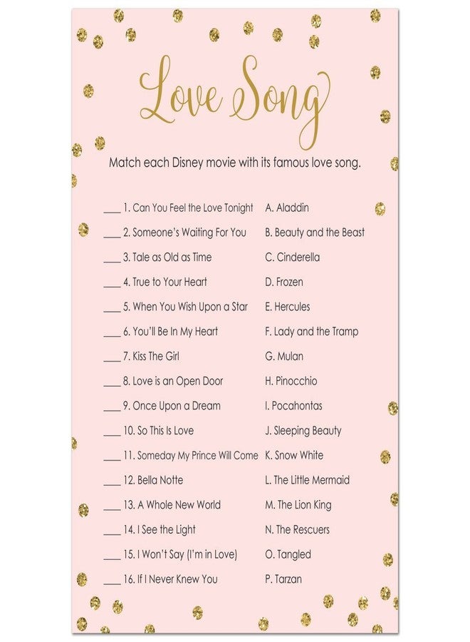 MyExpression.com 24 Cnt Love Song Match Bridal Shower Game (Faux Gold Glitter on PINK) - Image 4
