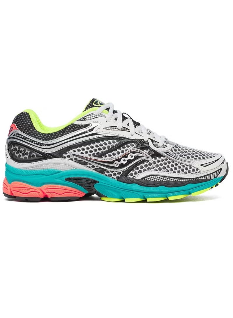 Saucony ProGrid Omni 9 Men's Running Shoes | Breathable Mesh Stability Road Running Sneakers | Premium Cushioned Athletic Sports Shoes for Walking, Jogging, Gym, Training & Fitness | White Black Teal Neon - Image 1