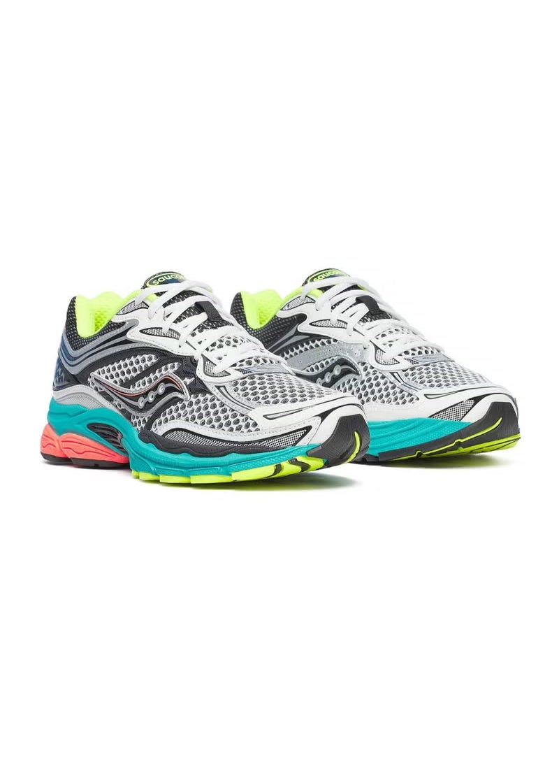Saucony ProGrid Omni 9 Men's Running Shoes | Breathable Mesh Stability Road Running Sneakers | Premium Cushioned Athletic Sports Shoes for Walking, Jogging, Gym, Training & Fitness | White Black Teal Neon - Image 3