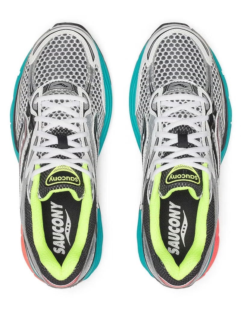 Saucony ProGrid Omni 9 Men's Running Shoes | Breathable Mesh Stability Road Running Sneakers | Premium Cushioned Athletic Sports Shoes for Walking, Jogging, Gym, Training & Fitness | White Black Teal Neon - Image 4
