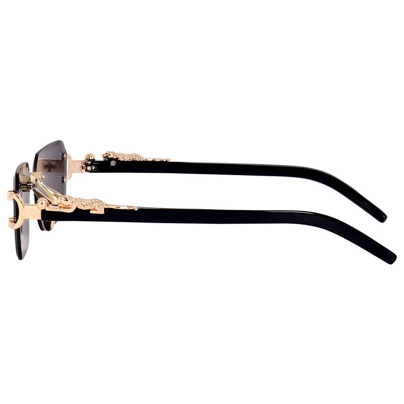 Dervin UV Protected Rectangular Rimless Sunglasses for Men and Women (Black) - Image 4