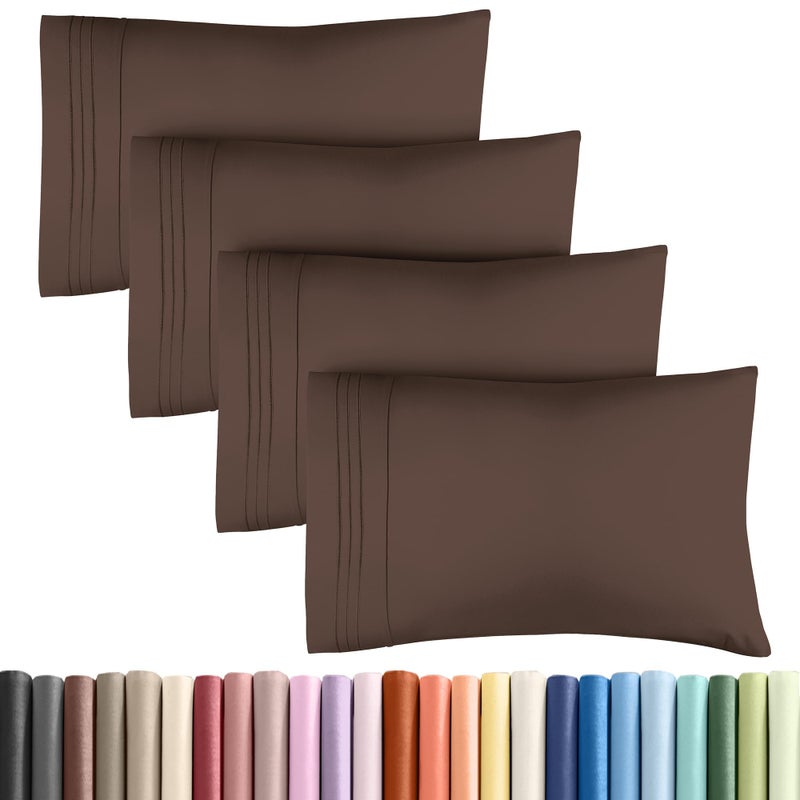 CGK Unlimited King Pillow Cases Set of 4  Ultra Soft Hotel Quality Pillowcase Covers  Luxury Comfy Cozy Bedding for Women Men Kids  Teens  Machine Washable Pillow Protectors  4 Pieces Set  King Size Brown 