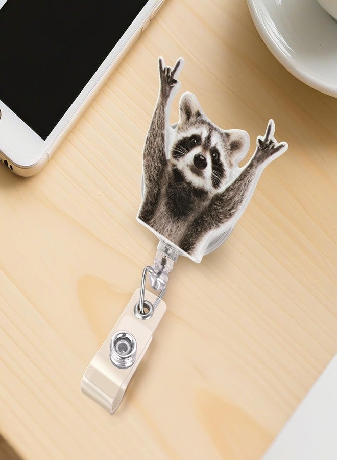 ITOKEY Cute Badge Reel, Funny Raccoon Badge Holder, Nurse Name Badge Reel with Retractable Clip, Medical Worker ID Card Holders, Pediatric Nursing Accessories for Nurse Doctor Student Teacher Office - Image 3