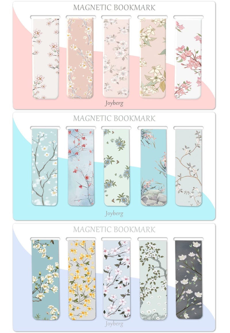 Joyberg 15 Pieces Bookmarks, Magnetic Bookmarks for Women, Page Markers for Students Teachers Reading (Floral Style) - Image 1