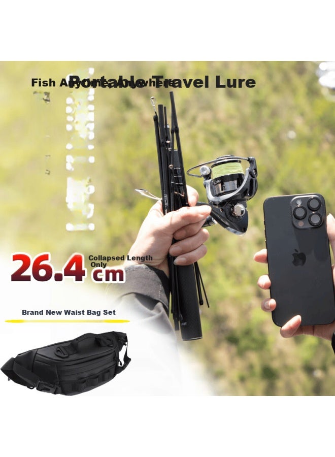 Taigek Taige Portable Travel Short Multi-section Micro Fishing Rod 1.56m Straight Handle Spinning Reel Combo With Waist Bag - Image 2
