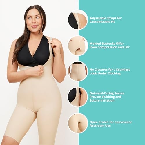 Marena SFBHS2 Recovery Knee-Length Compression Girdle with High-Back - L, Beige - Image 3