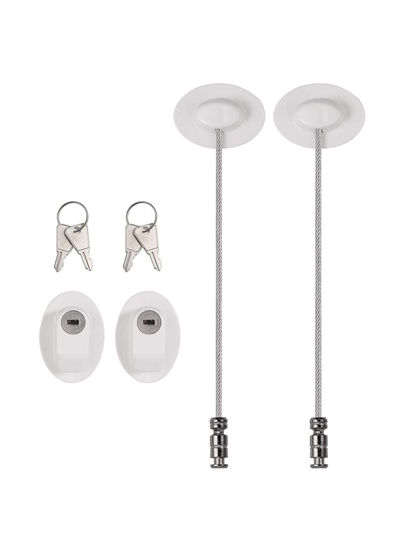 SYOSI 2Pack Fridge Locks Refrigerator Lock Freezer Locks with 4 Keys Baby Safety Door Lock Window Locks Strong 3M Adhesive No Drill Childproof Lock Fridge Door Cabinet Drawer Locks -White - Image 1