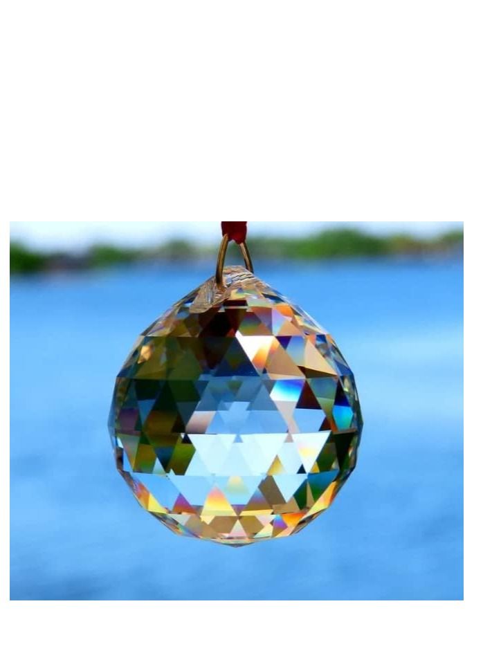 REBUY® Crystal Fengshui Clear Crystal Hanging Ball Sun Catcher for Positive Energy and and Good Luck Prosperity 30 mm - Image 3