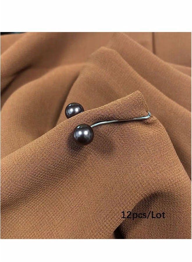 12 Pcs Hijab Pearl Brooch Pins for Women, Muslim Women Headscarf Hijab U Clips, Faux Pearl Scarf Clips, Pin-Less Scarf Clips, Scarf Brooch Pin for Headscarf, Shawl, Muslim Scarf Hijab Clips - Black - Image 5