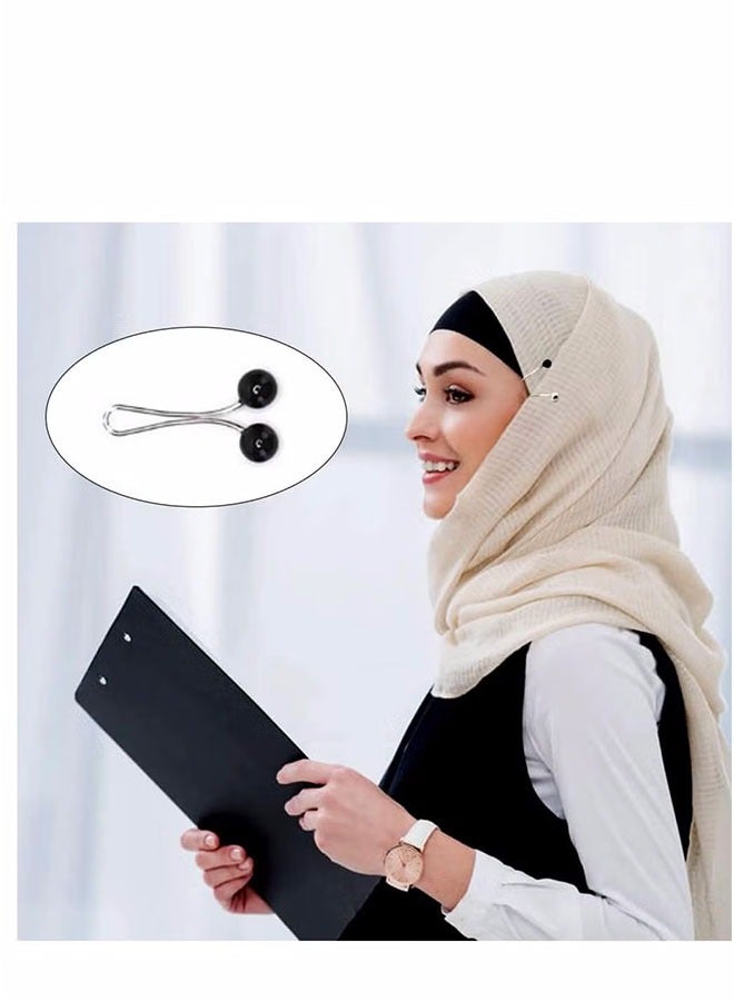 LIVQORA 12 Pcs Hijab Pearl Brooch Pins for Women, Muslim Women Headscarf Hijab U Clips, Faux Pearl Scarf Clips, Pin-Less Scarf Clips, Scarf Brooch Pin for Headscarf, Shawl, Muslim Scarf Hijab Clips - Black - Image 3