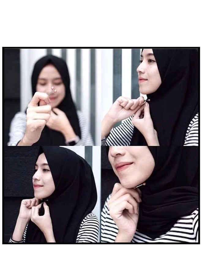 LIVQORA 12 Pcs Hijab Pearl Brooch Pins for Women, Muslim Women Headscarf Hijab U Clips, Faux Pearl Scarf Clips, Pin-Less Scarf Clips, Scarf Brooch Pin for Headscarf, Shawl, Muslim Scarf Hijab Clips - Black - Image 4